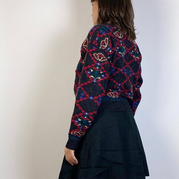 Vintage 1980s RUSTIC Cottage Core Scandinavian FOLK Style WOOL Sweater! Medium - Picture 2 of 8